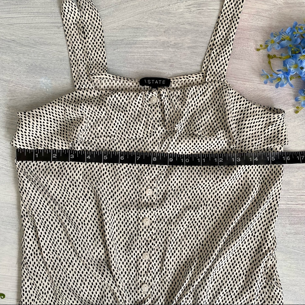 1.State French Ruffle Crop Top Sleeveless Tank Polka Dot Print Blouse - Picture 3 of 7